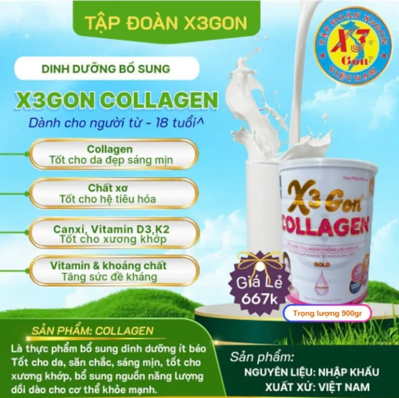 Sữa X3 Gon Collagen 900gr thumbnail 2