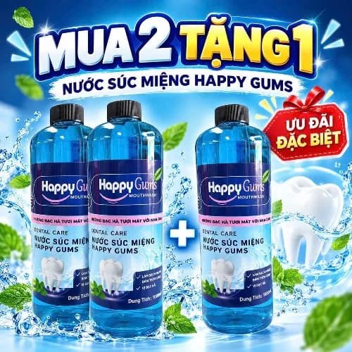 Mua 2 tặng 1 ( Nước Xúc Miệng Happy Gums chai 1000ml  ) thumbnail 1