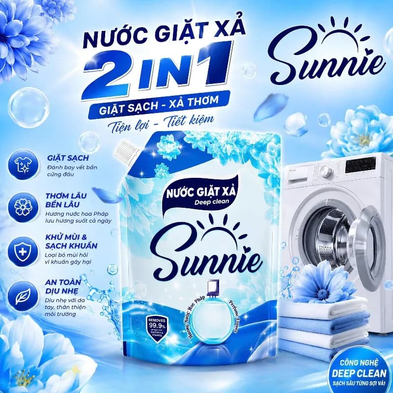 HỖ TRỢ PHÍ SHIP TỐI ĐA 1 TRIỆU- COMBO 38 THÙNG NƯỚC GIẶT XẢ SUNNIE DEEP CLEAN 2IN1 ( 3,4 KG) thumbnail 4