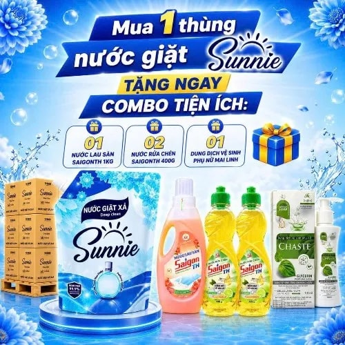 MUA 1 THÙNG NƯỚC GIẶT SUNNIE 3,4 KG TẶNG NGAY COMBO TIỆN ÍCH - Ảnh 1