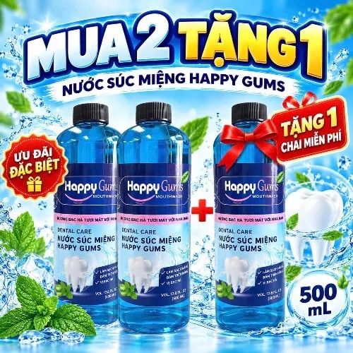 Mua 2 tặng 1 ( Nước Xúc Miệng Happy Gums chai 500ml  ) - Ảnh 1