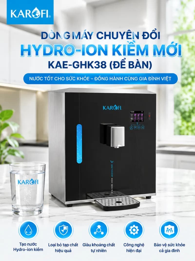 MÁY LỌC NƯỚC  CHUYỂN ĐỔI HYDRO-ION KIỀM MỚI KAE-GHK38 (ĐỂ BÀN) thumbnail 2